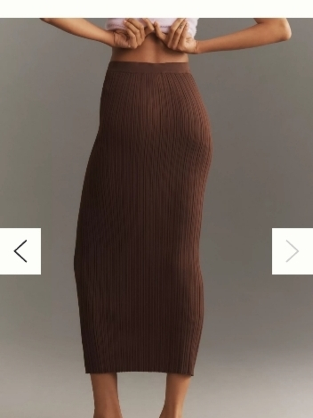 NWT Anthropologie WAYF Ribbed Knit Midi Skirt in Dark Brown Sz MED - Picture 4 of 8